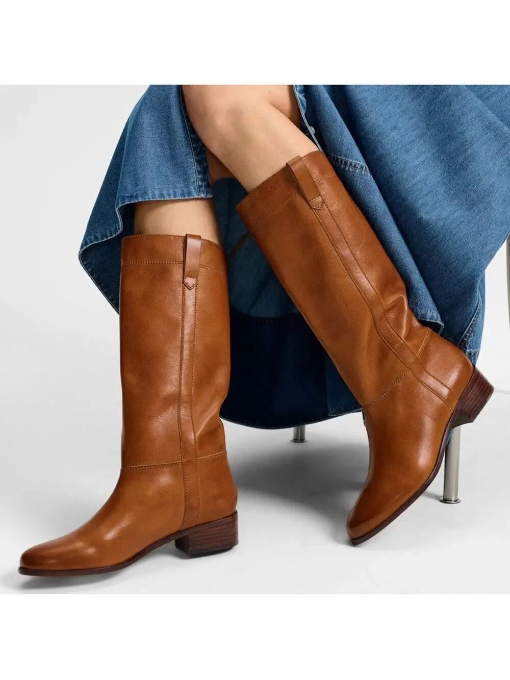 Veronica Beard Dwyer Caramel Brown Flats Riding Boots 10